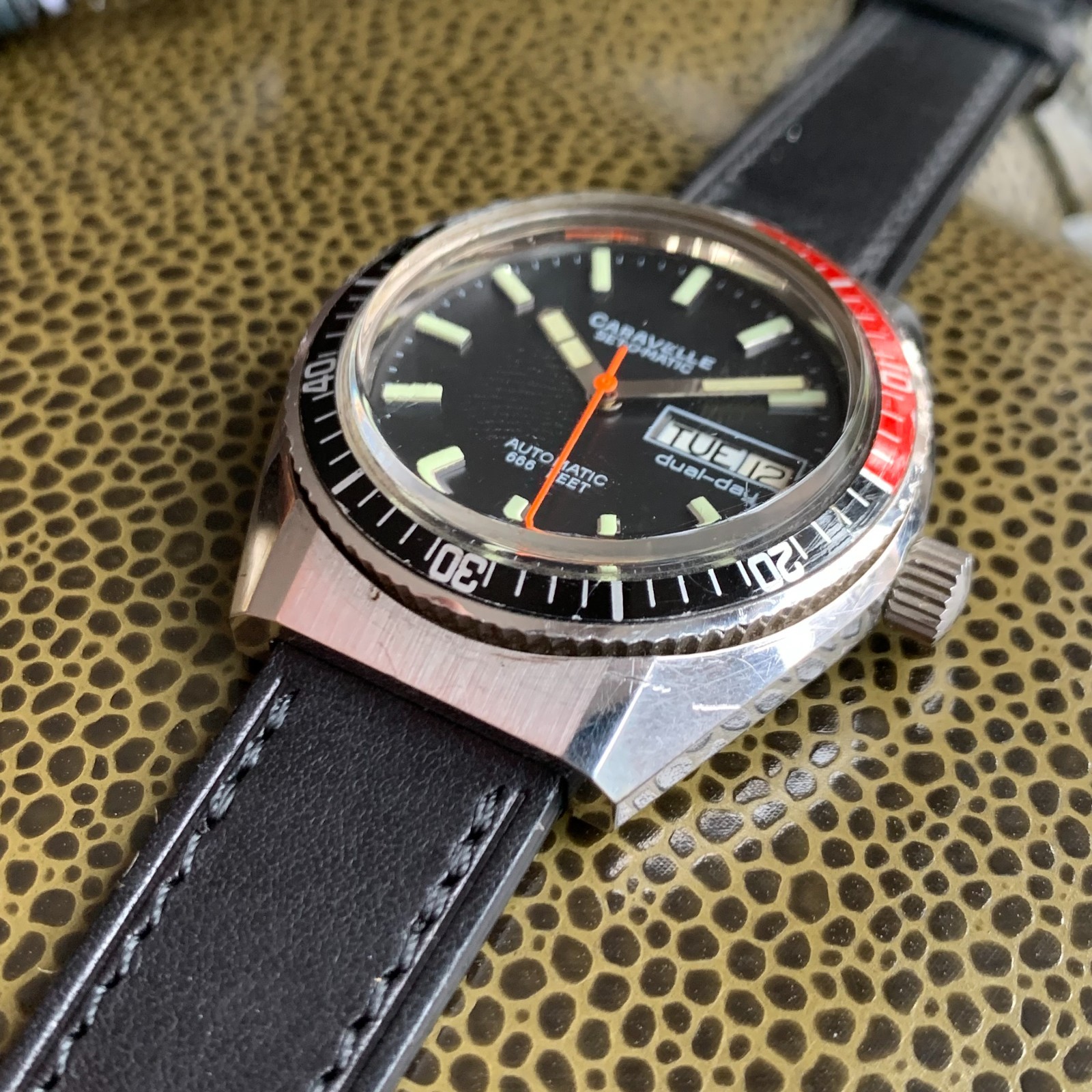 Caravelle Set-O-Matic Devil Diver 666 Feel Automatic Stainless Steel Wristwatch