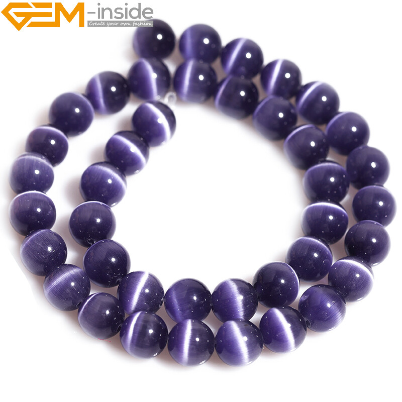 Multicolour Mixed Stone Cats Eye Crystal Glass Loose Bead Blue Green Black Brown