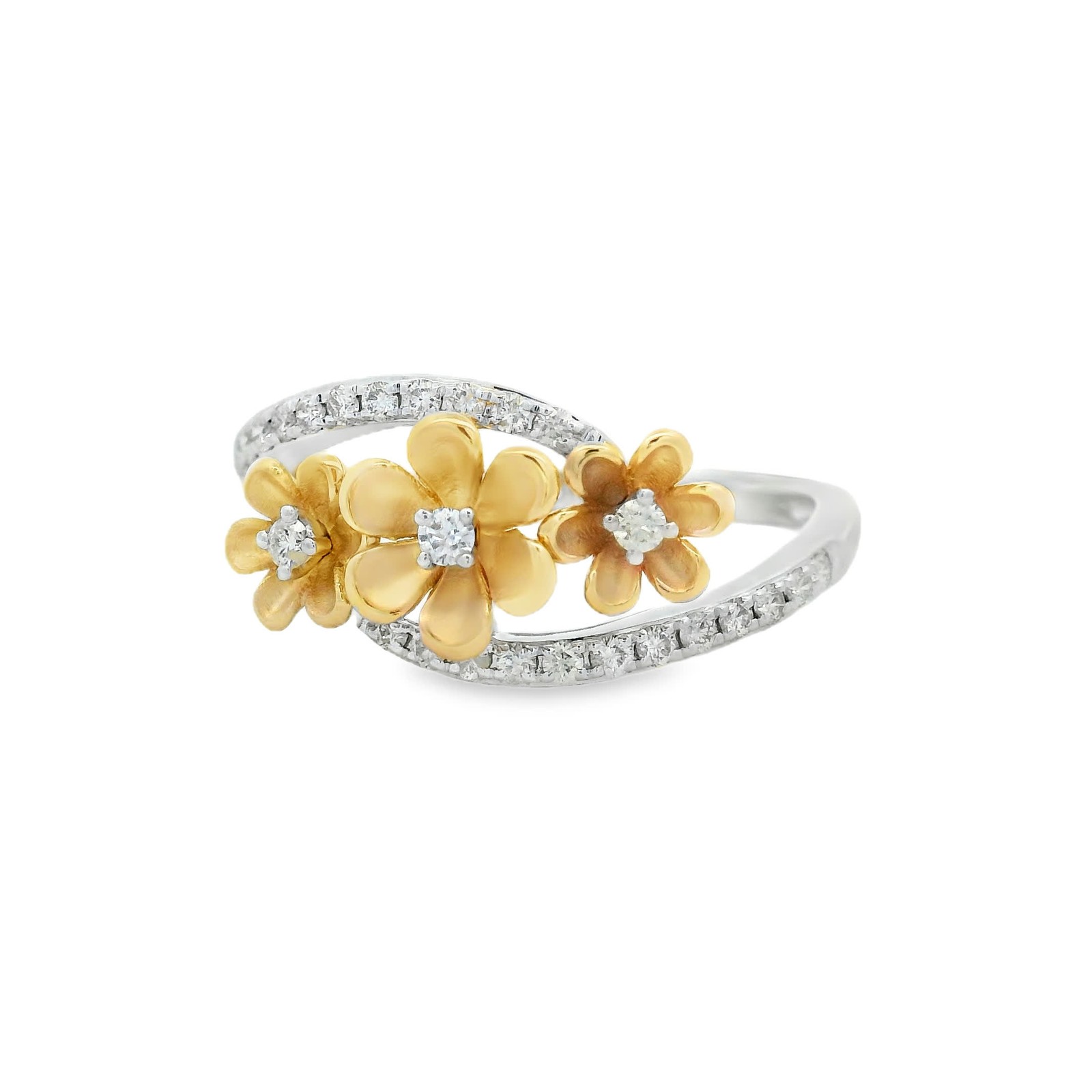 0.23ct Natural 27-Diamond Pavé Ring, 14k Multi-Tone Gold, Size 7