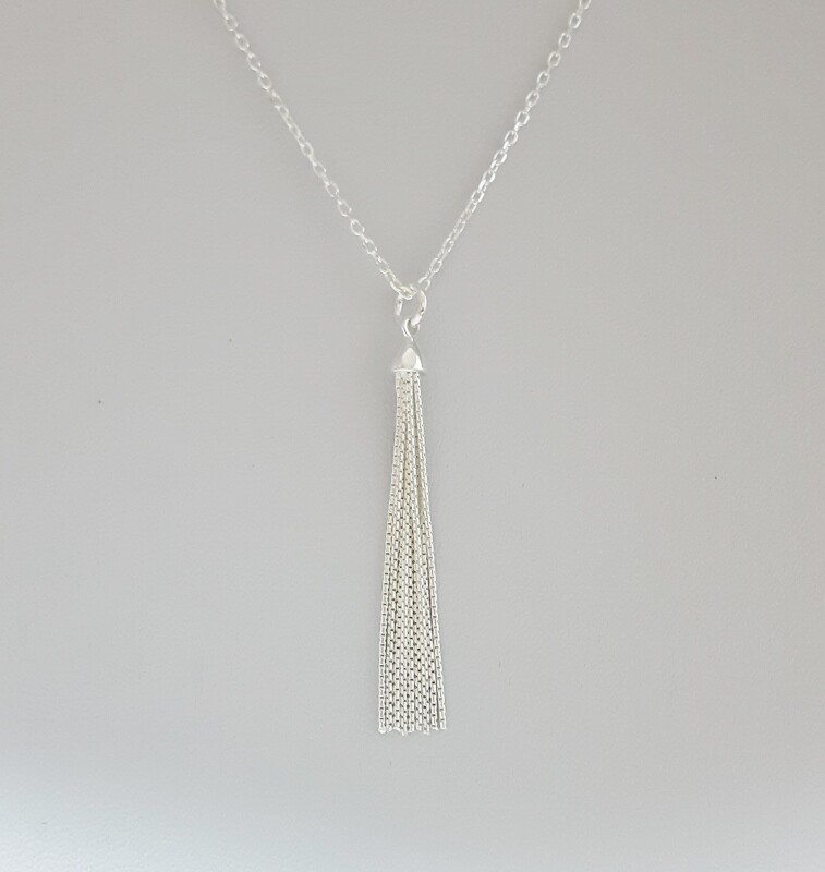 5cm Snake Chain Tassel Necklace – Solid Sterling Silver – 45 cm’s