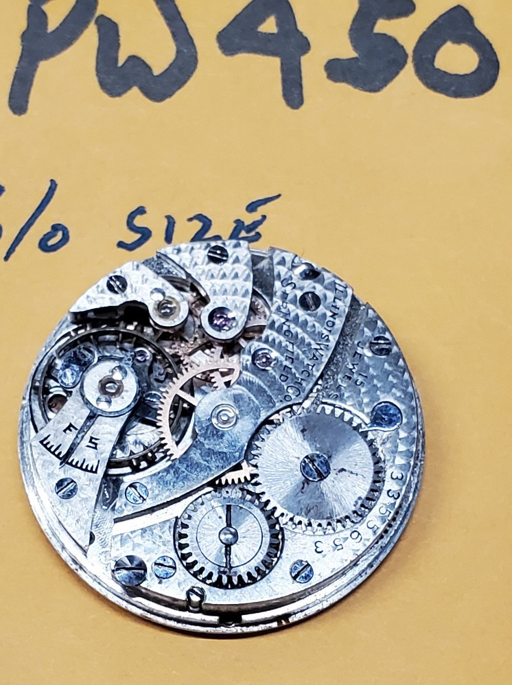 POCKET WATCH MOVEMENT ILLINOIS 15j 6/o PW450
