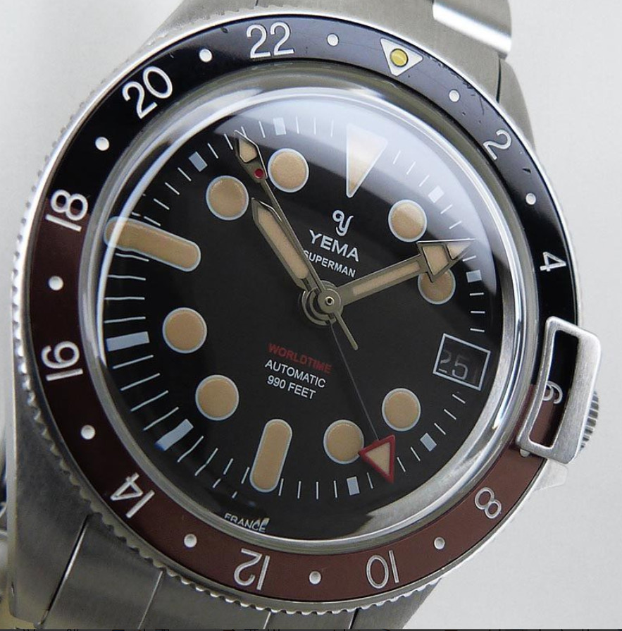 Yema Superman World Time GMT Cork YGMT21B39-CMS Automatic Watch 39mm From JAPAN