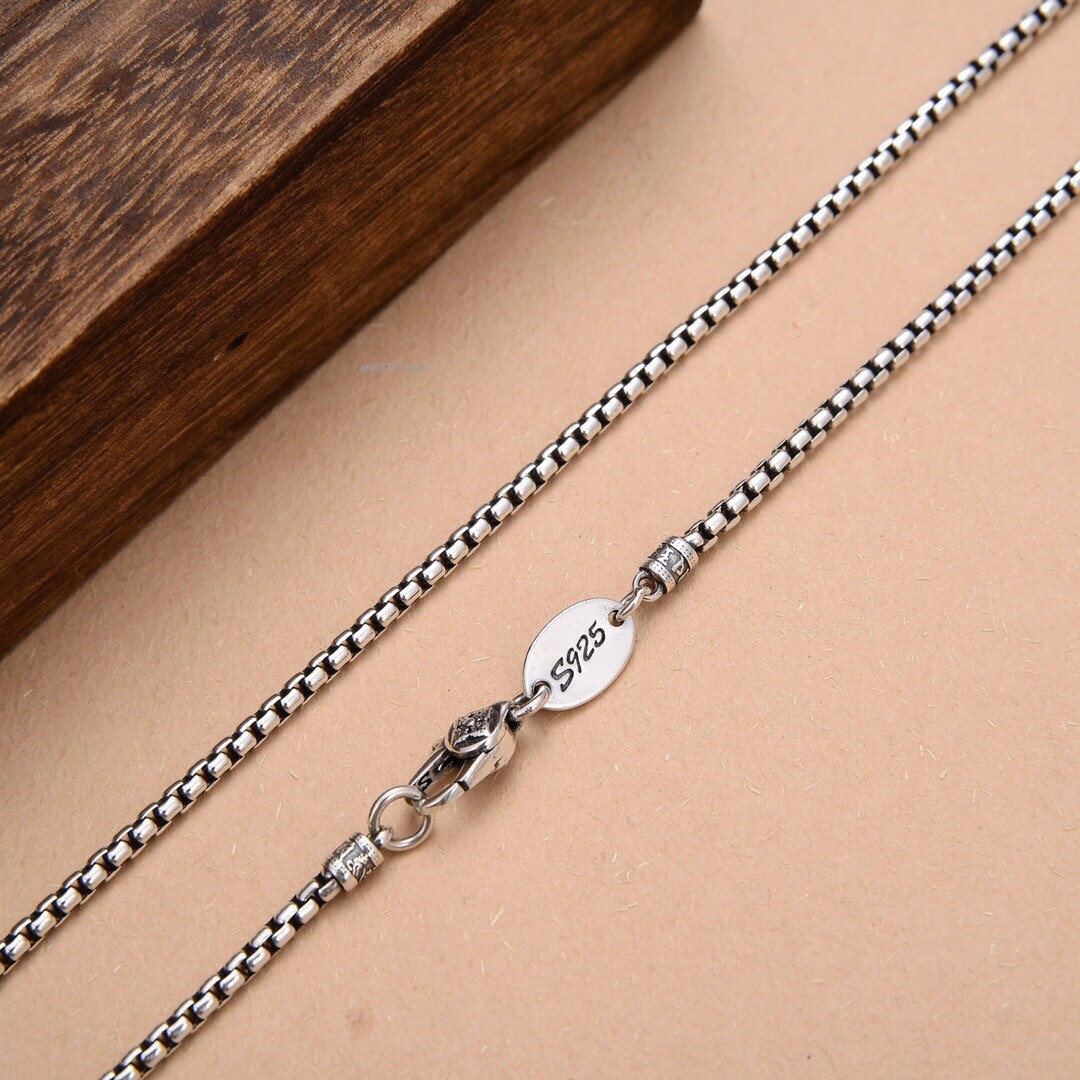 Real S925 Sterling Silver Chain Men Women 3mm Round Wheat Link Chain Necklace