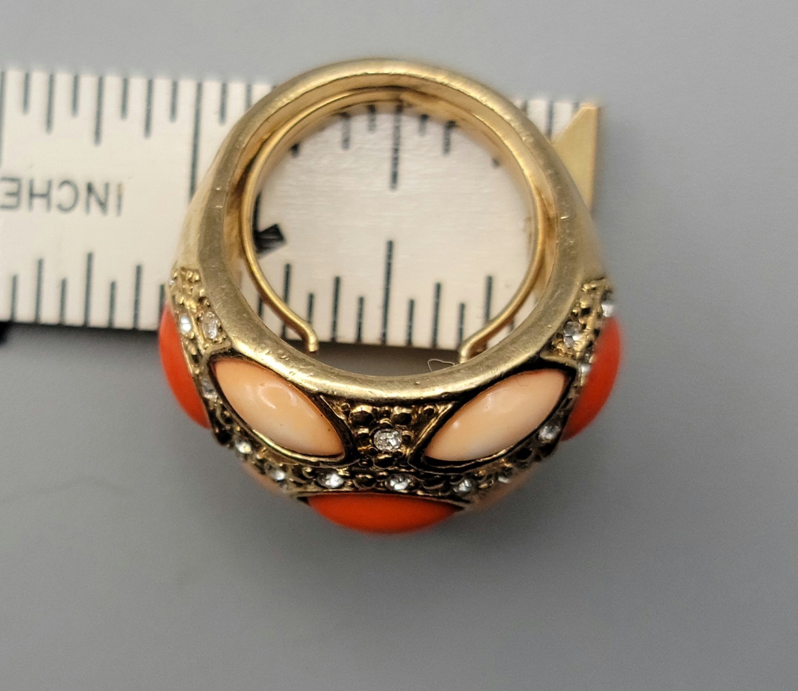 80s VTG Hollywood Glam Landau Signed Rhinestone Ring Chunky Cocktail Adjustable