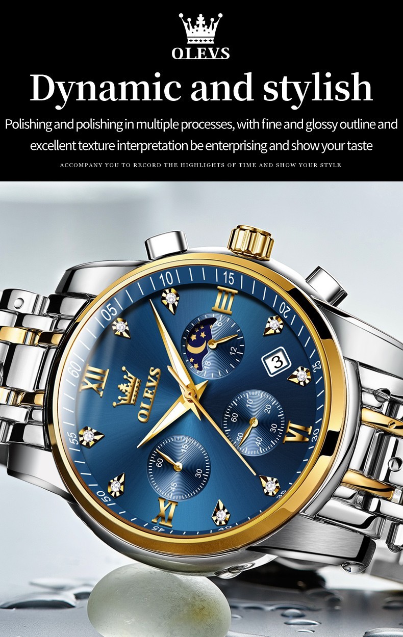 OLEVS 2858 Business Wrist Casual Quartz Luminous Mens Sports Waterproof Watches