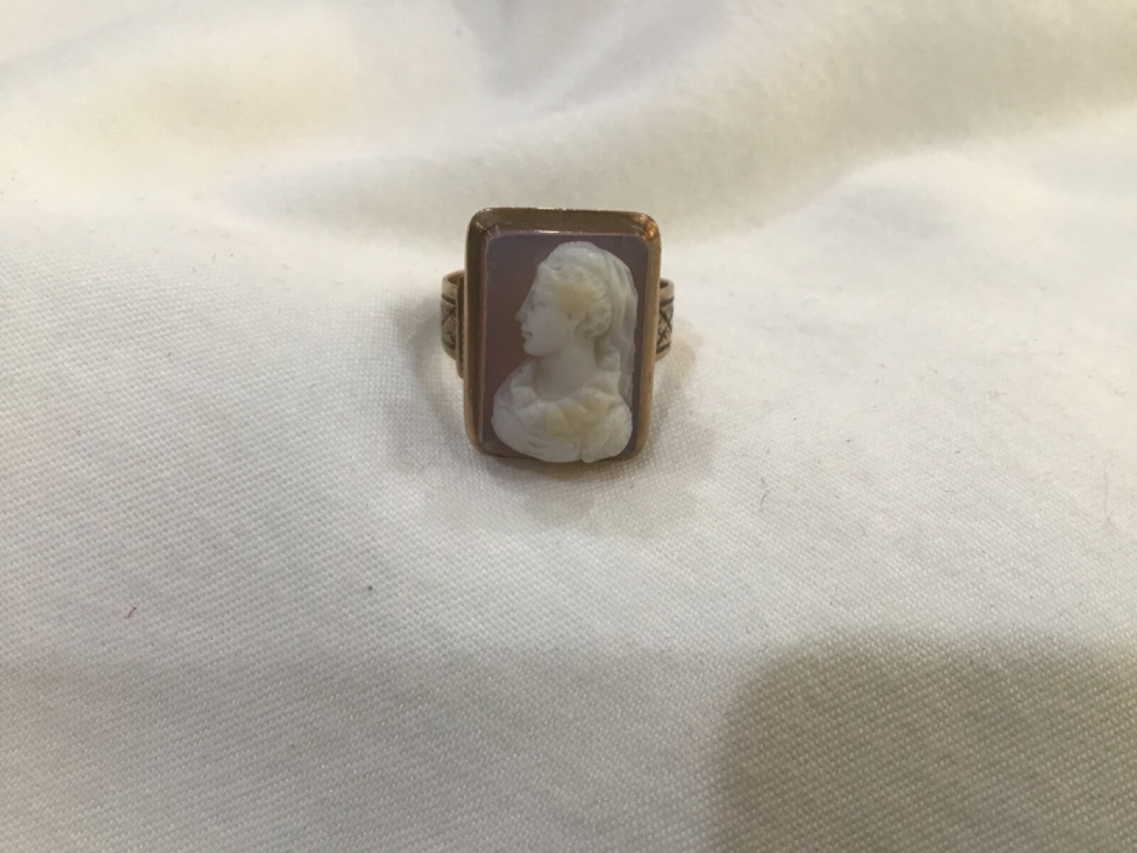 ANTIQUE EDWARDIAN VICTORIAN 10kt GOLD SARDONYX CAMEO RING SZ 8? 8.99 GRAMS