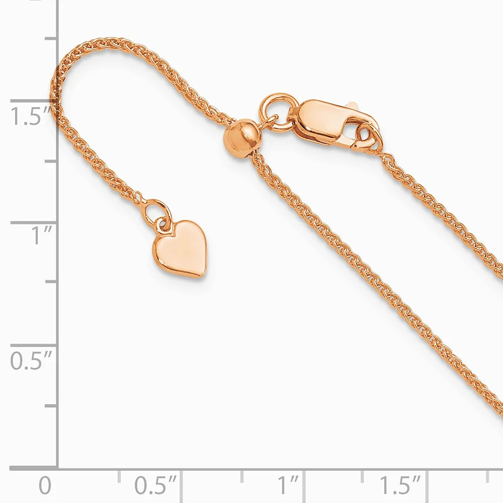 Sterling Silver Adjustable Rose Gold-Plated 1.3mm Spiga Chain Necklace 22″-30″
