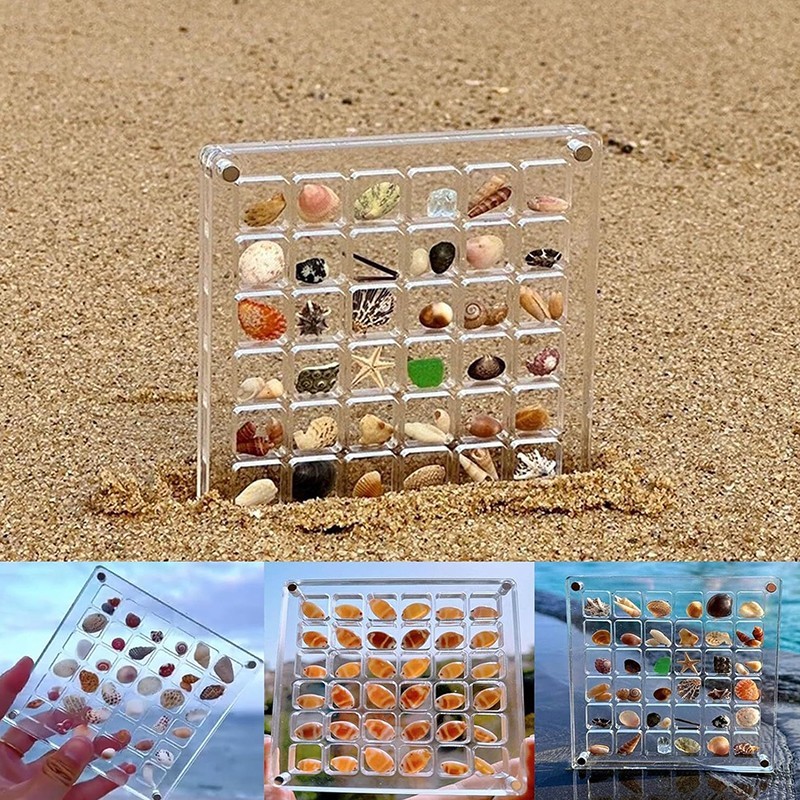 36 Grid Acrylic Seashell Display Box Magnetic Organizer for Beads Jewelry Nails