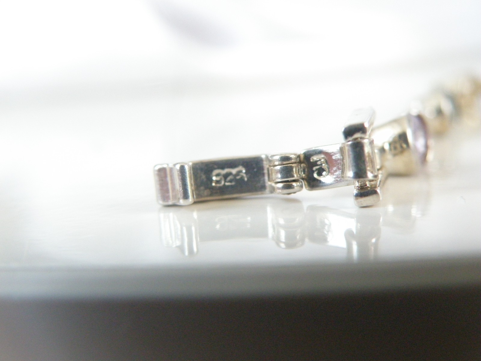 Vintage Sterling Silver 925 Gemstone Tennis Station Link Bracelet 7″