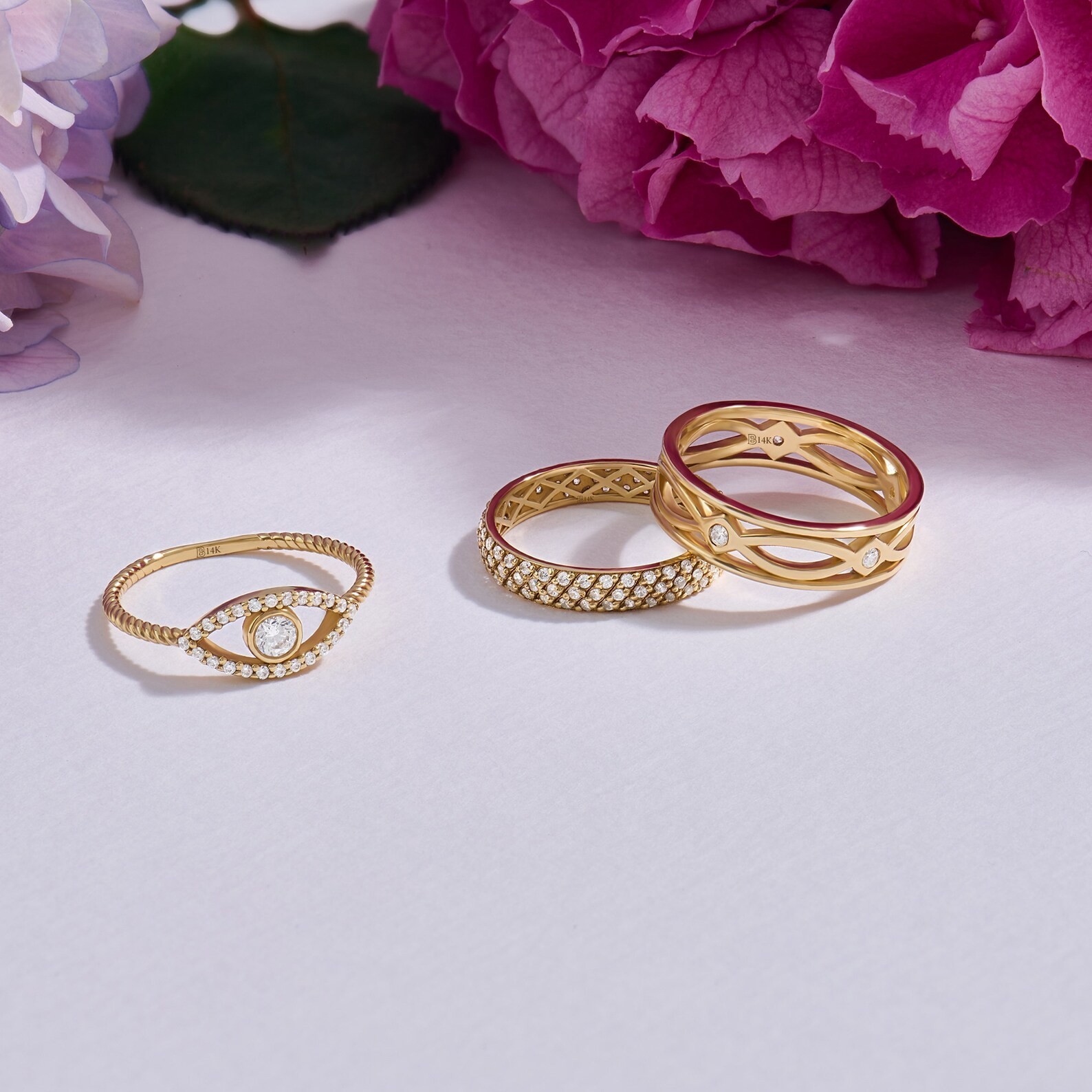 Minimalist Dome Ring Pave Moissanite Eternity Band Ring Solid 14k Yellow Gold