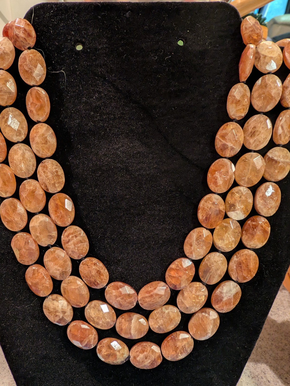 Natural Faceted Hessonite Garnet 925 Sterling Silver Clasp Necklace 21″
