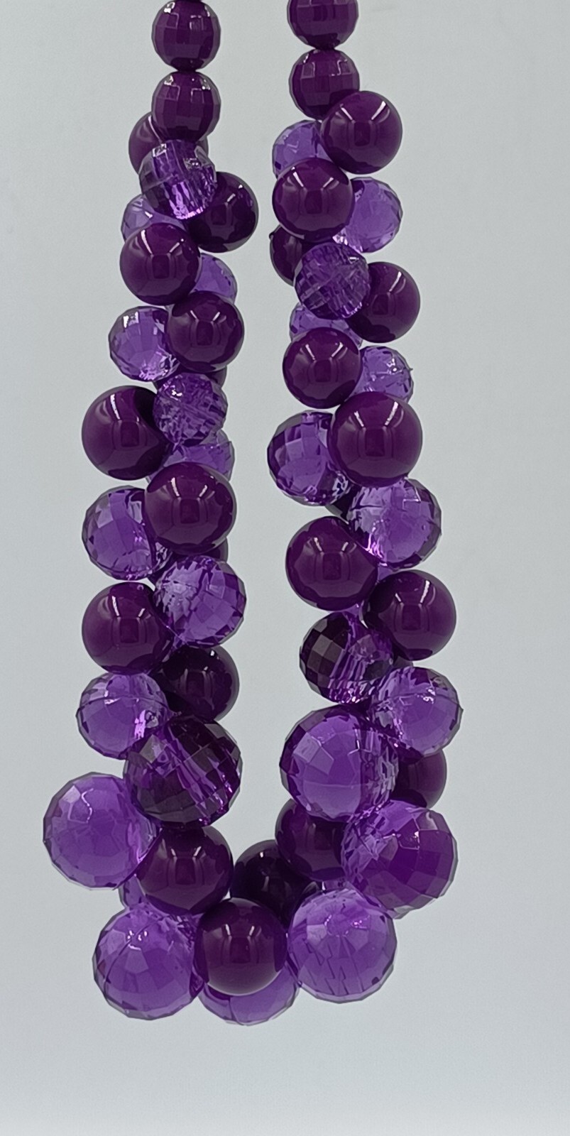 Vintage Cluster Necklace Purple Smooth & Faceted Opaque & Crystal Acrylic Beads