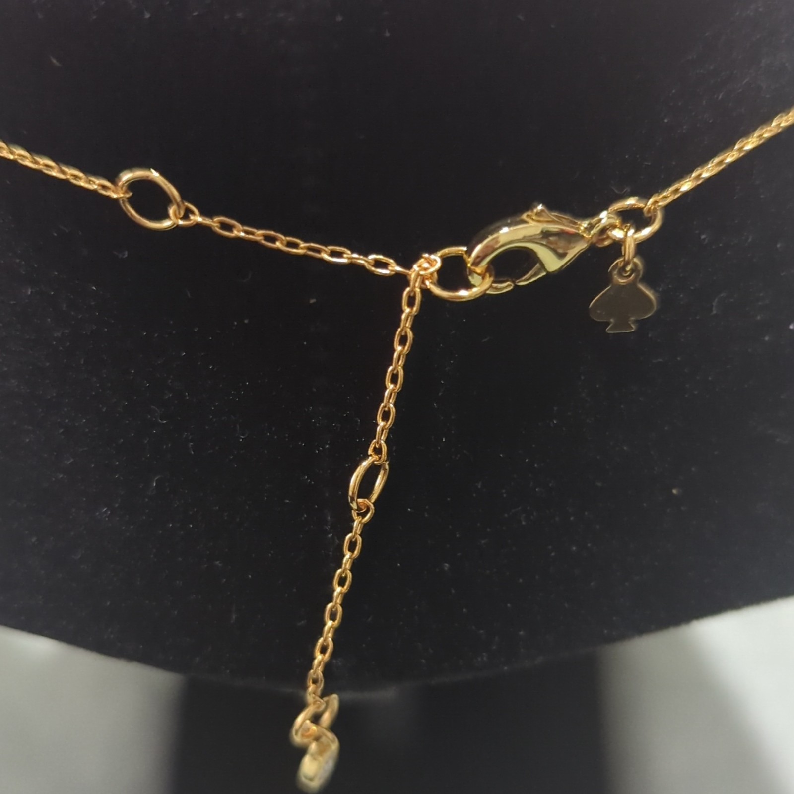 Kate Spade New York Gold Tone Fish Charm Necklace Crystal/Pearl Adjustable