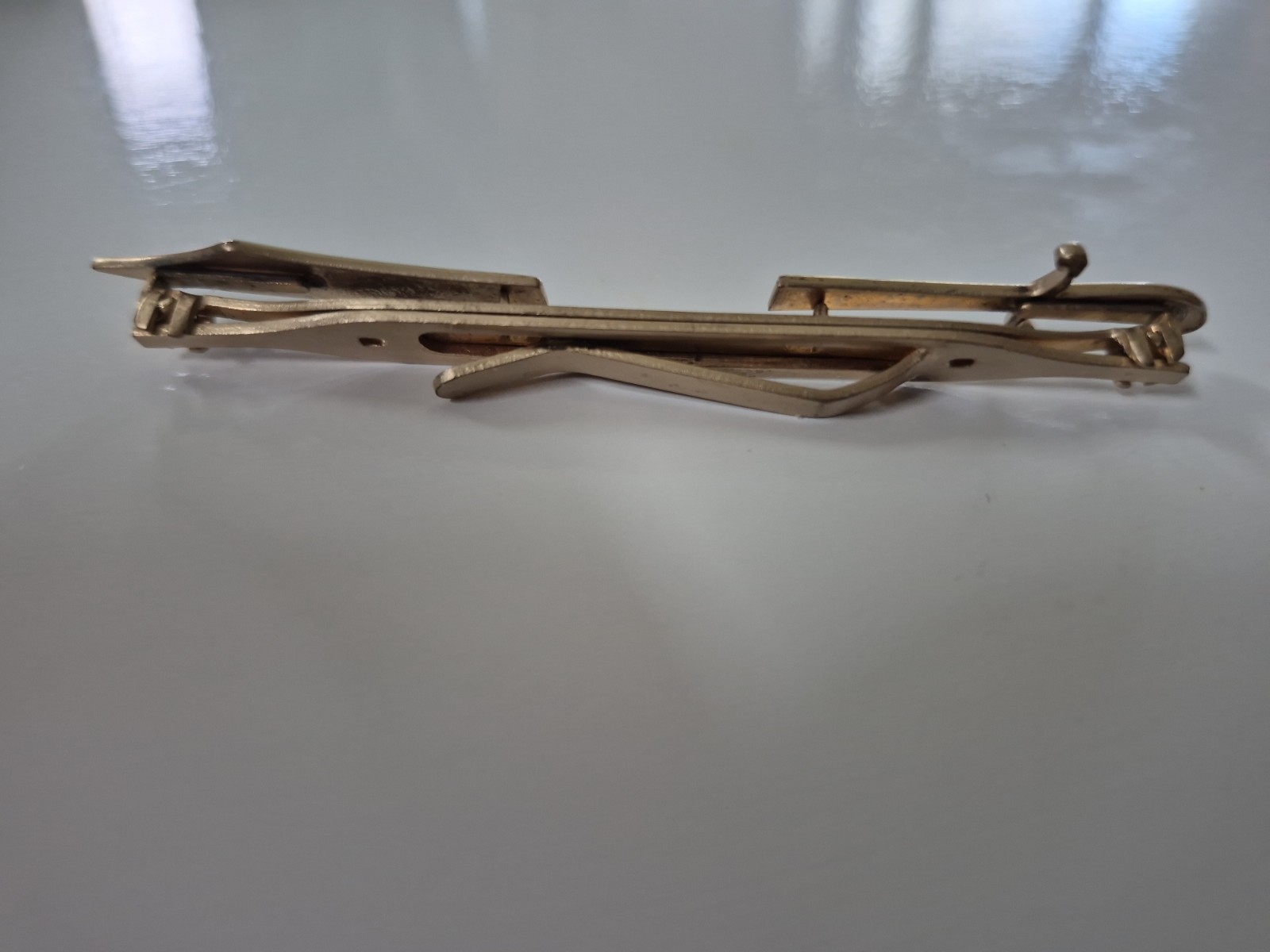 Vintage Anson Gold Tone Metal Sword Slide Tie Bar Clip Tac Clasp