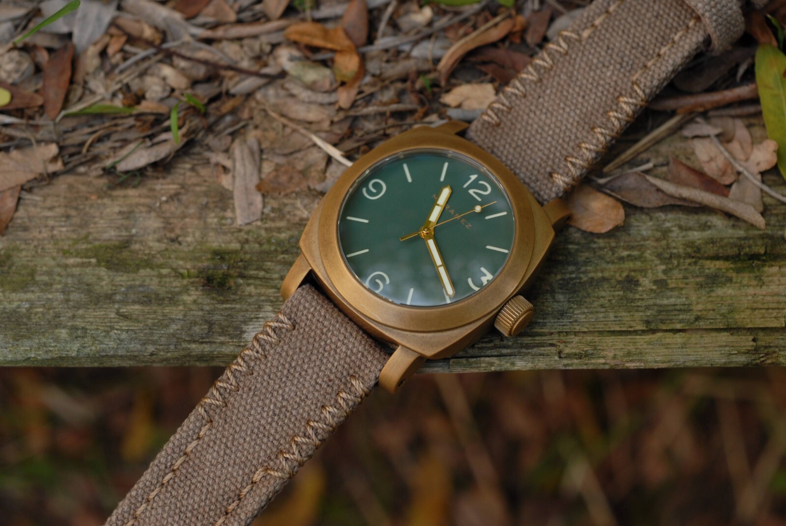 Ready-made 24×22 mm «overlock» Brown Rolled Canvas handmade watch strap Panerai