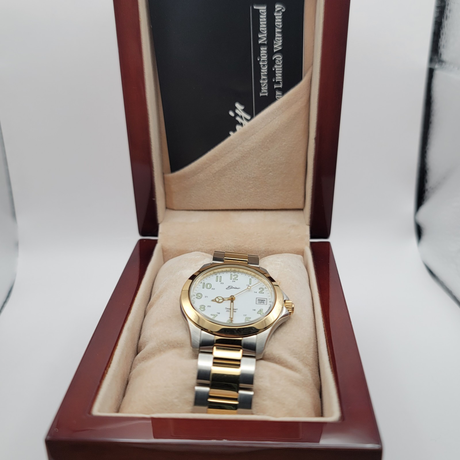 Belair Seapearl 20 ATM Two Tone Swiss Quartz Mens Watch Ref 715 Box & Papers