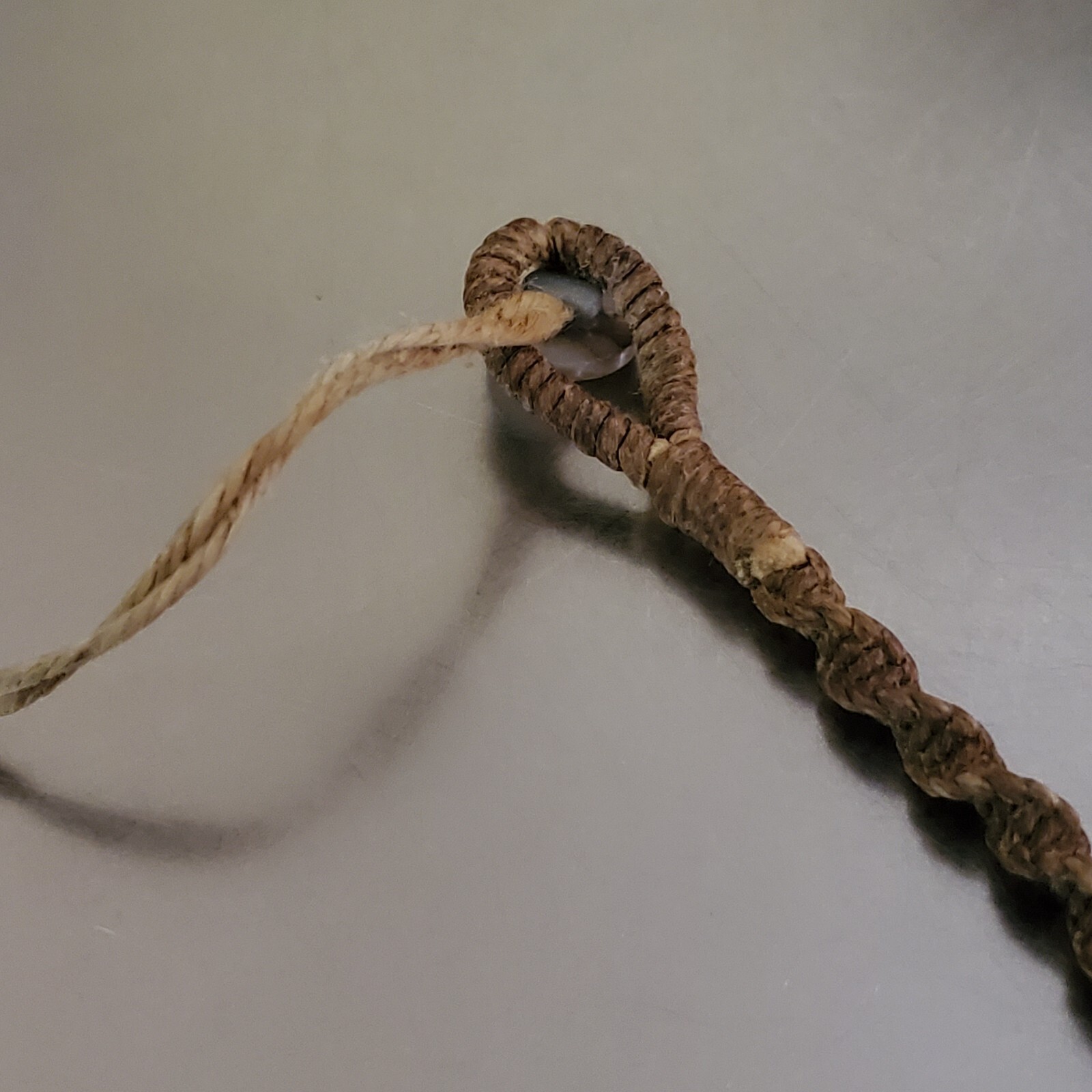 Vintage Shark Tooth Pendant Necklace Spiral Corded Brown Twine 15 inch