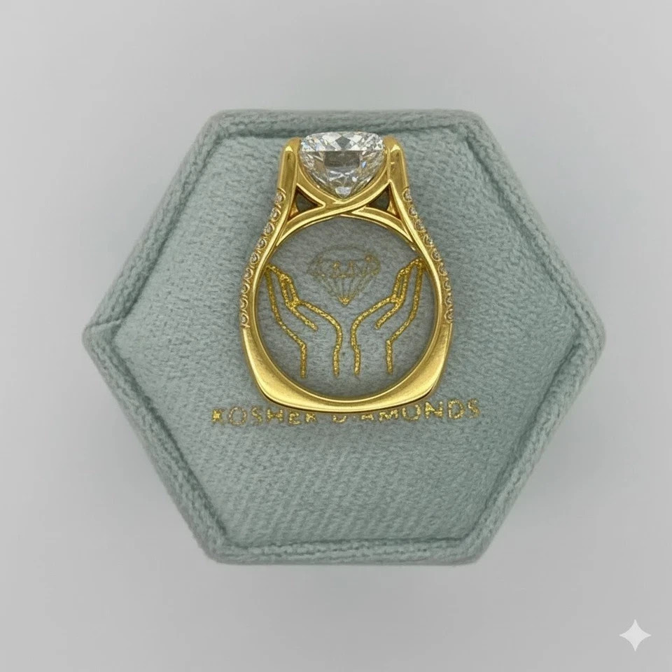 6CT Lab Grown Diamond New Antique Style Gift Round Cut Ring Real 14k Yellow Gold