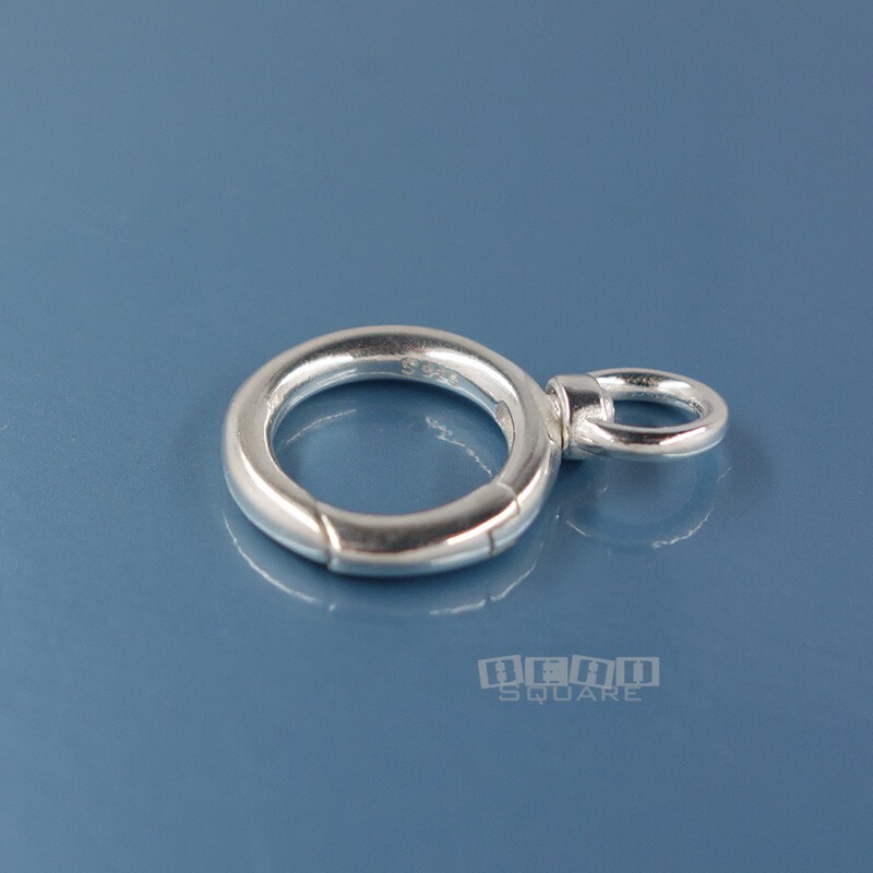 Sterling Silver 13.5mm Round Donut Clip On Clasp Connector w/Swivel Ring #33258