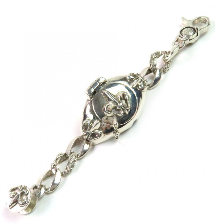 BLACKENRICH 925 Sterling Silver Fleur de Lis Watch Case Bracelet No Watch