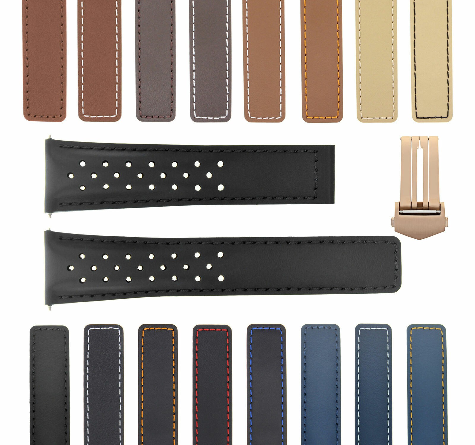 19MM-22MM PERFORATED LEATHER WATCH BAND STRAP FOR TAG HEUER CARRERA CALIBRE