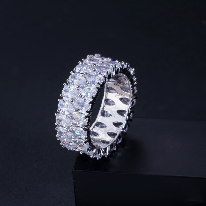 CWWZircons Luxury Green Cubic Zirconia Big Round Wedding Party Rings for Women