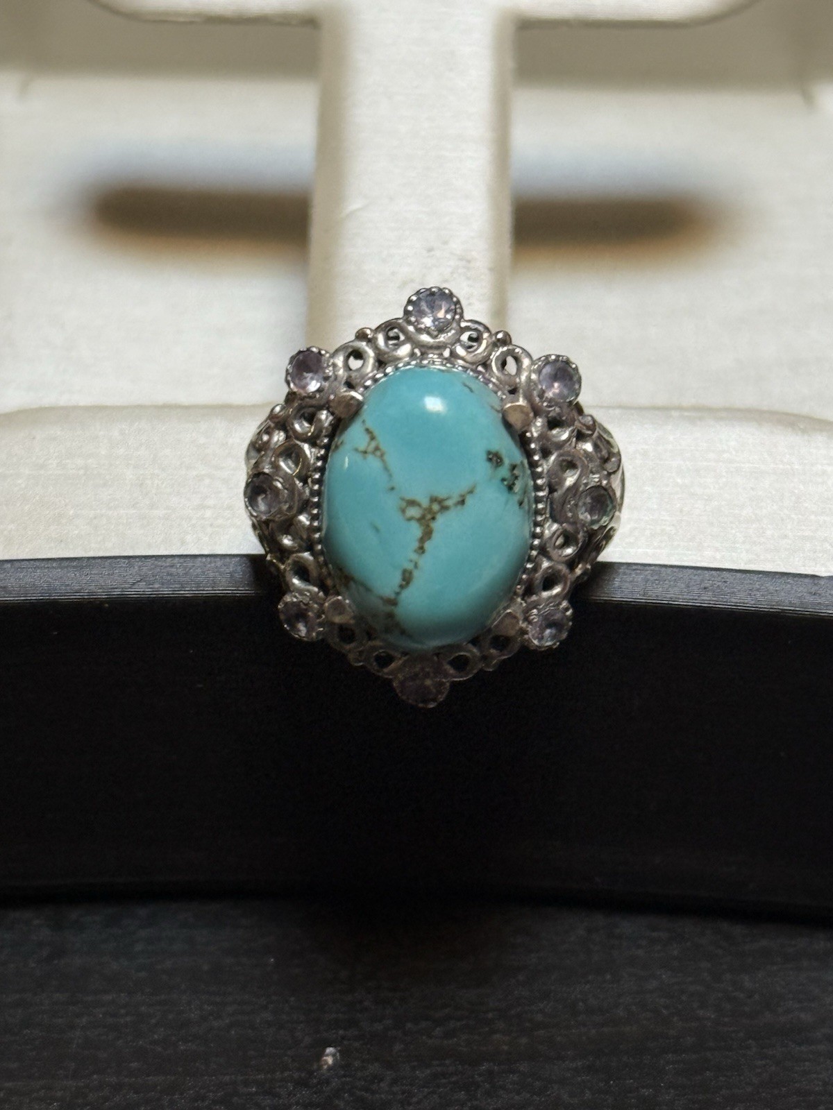 Karis STS Blue Mohave Turquoise Ring Purple Tanzanite (?) Accents Size 7