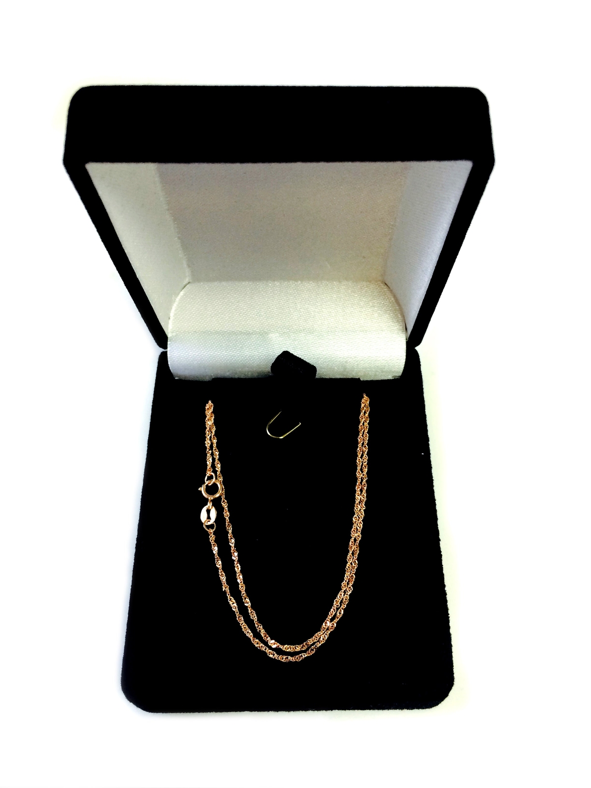 14k Rose Solid Real Gold Singapore Chain Necklace, 1.0mm, 20″