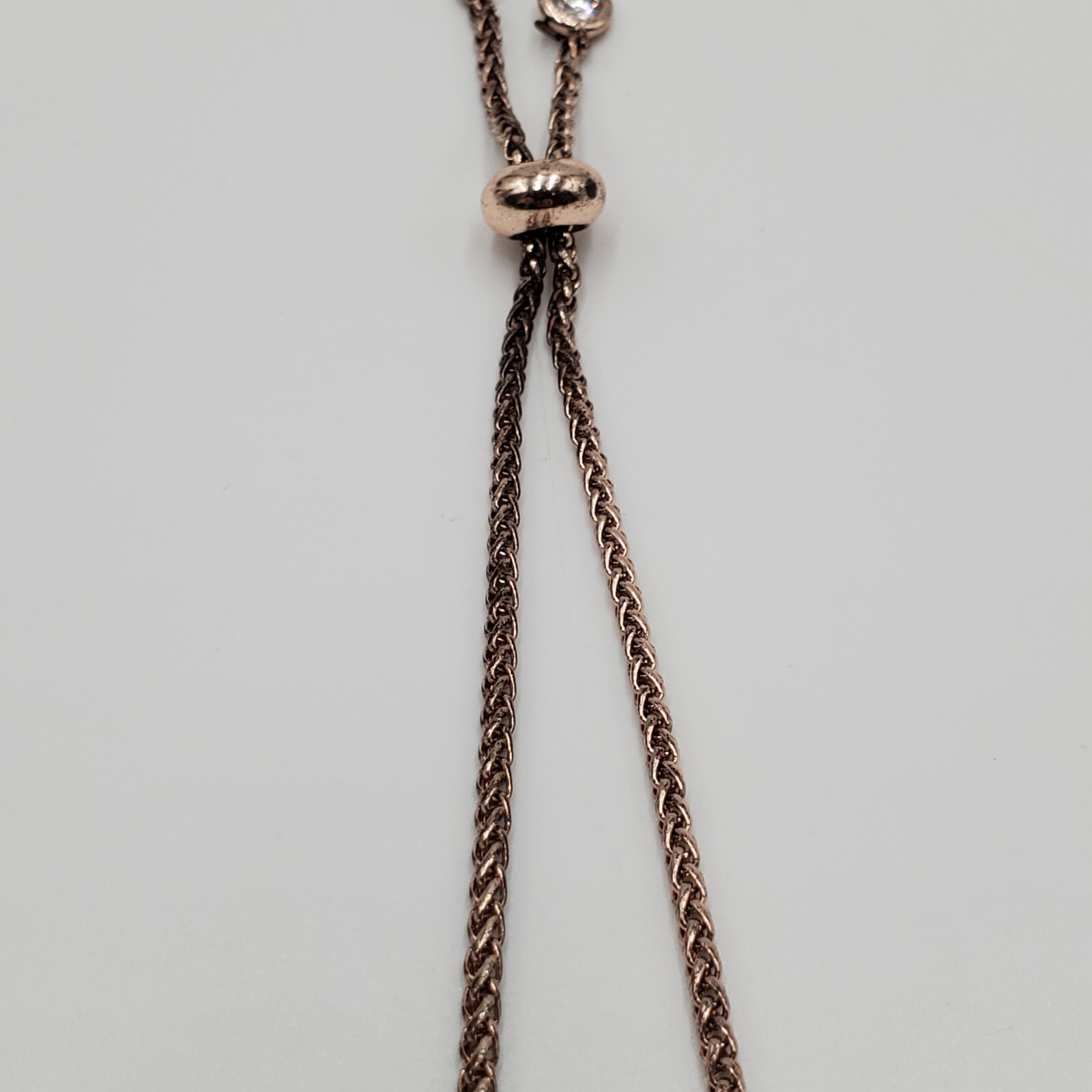 Open Scroll Heart Bracelet Up to 8 inch Adjustable Rose Gold Rope Chain Slide