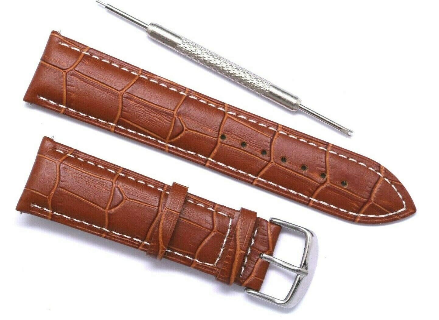 22mm Brown Croco Embossed Leather Replacement Watch Strap – Citizen 22 & Others