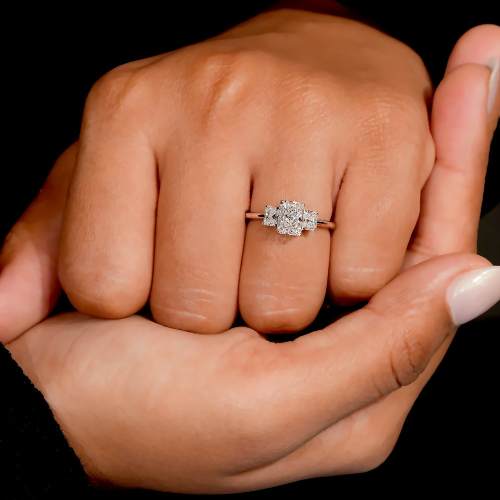 14K White Gold 2 Ct Radiant Cut Lab Grown Diamond Engagement Ring IGI Certified