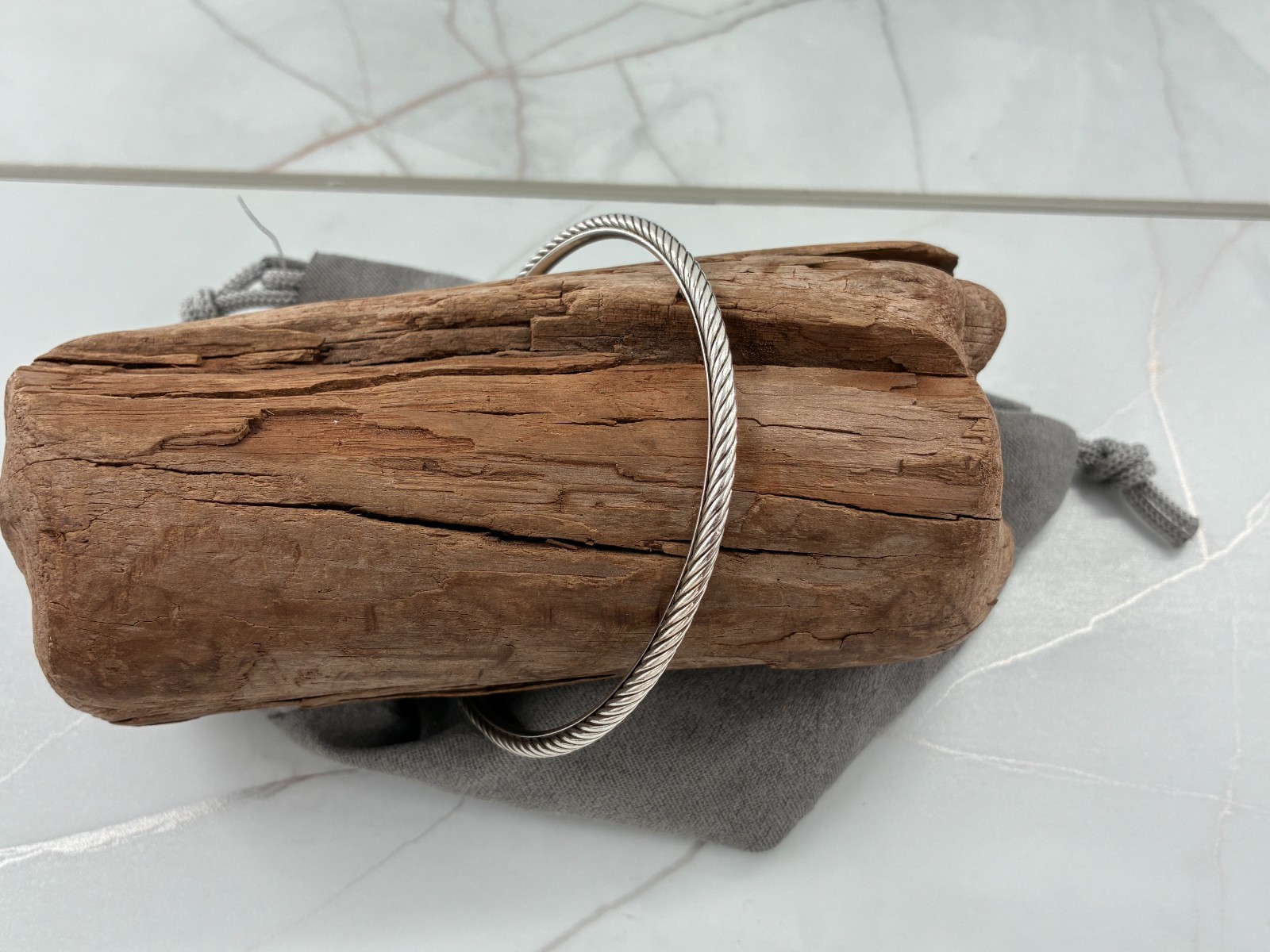 David Yurman Cable Classics Bangle Bracelet Sterling Silver DY 925 Fits 8.25 in