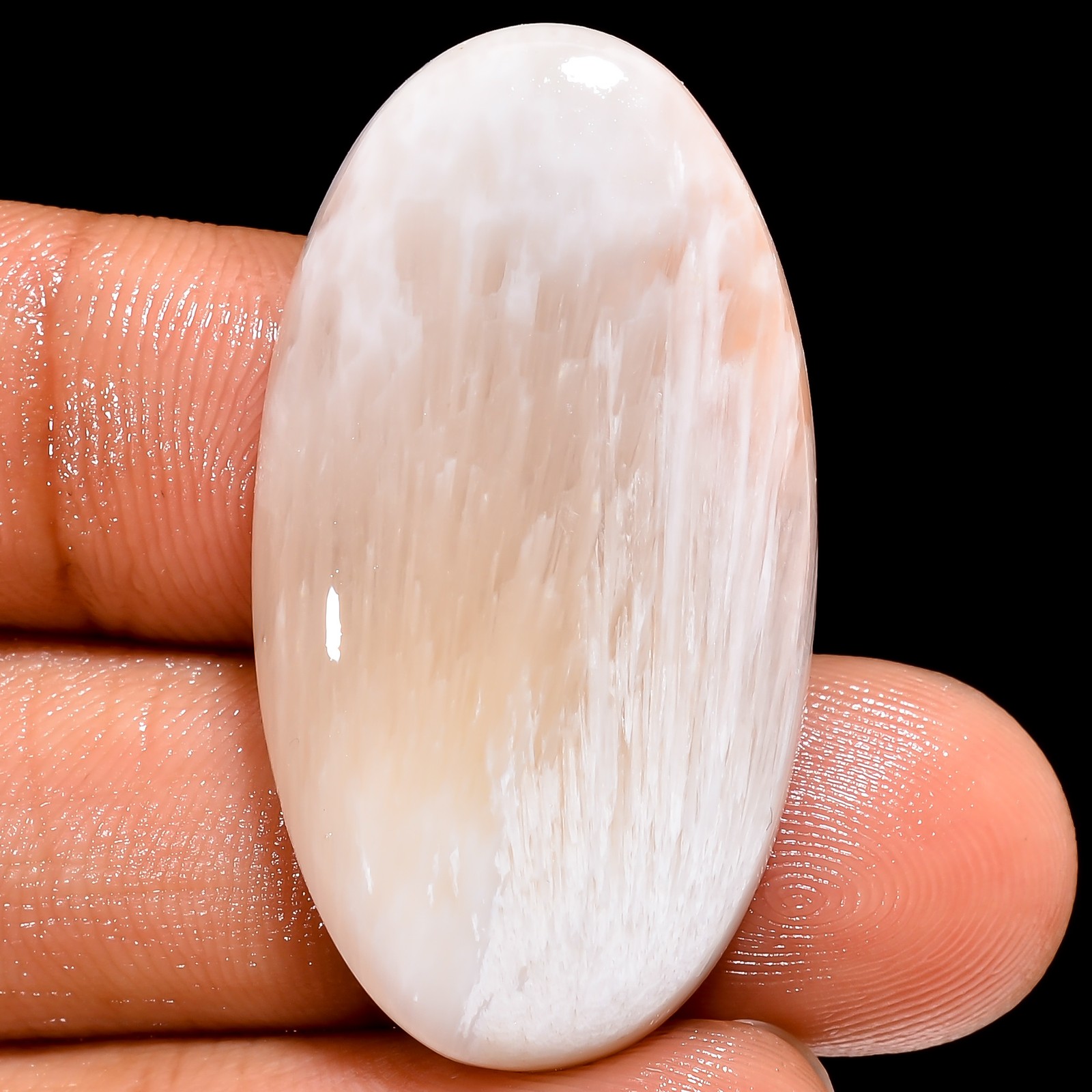 Natural Pink Scolecite Oval Shape Cabochon Loose Gemstone 28 Ct 37X20X5mm A18662
