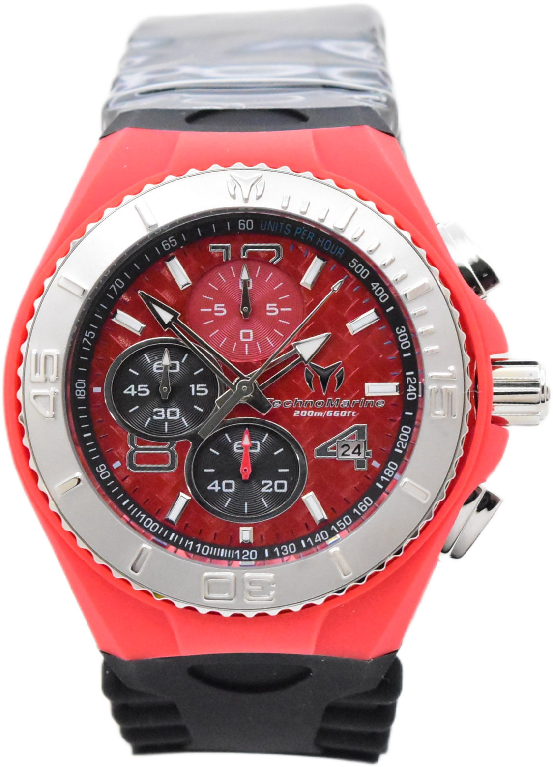 TechnoMarine Cruise JellyFish Men’s 46mm Red Weave Dial Chrono Watch TM-115113