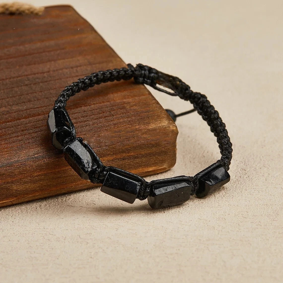 Raw Black Tourmaline Bracelet Healing Protection Strength Bracelet Handmade