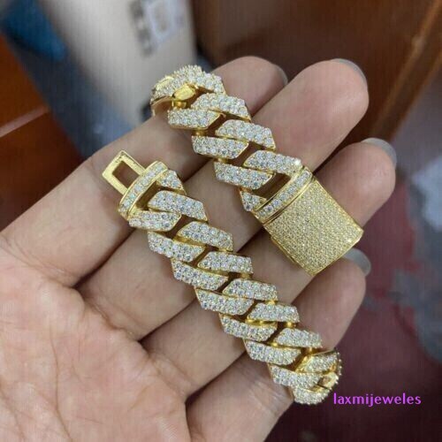 20Ct Lab-Created Diamond Tennis Bracelet 14K Gold Over Men’s Iced Cuban Link