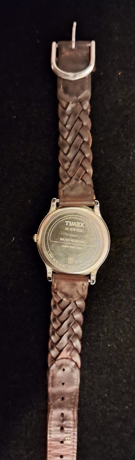 Timex INDIGLO Quartz 30mm Silver-Tone White Arabic Dial Brown Leather Strap
