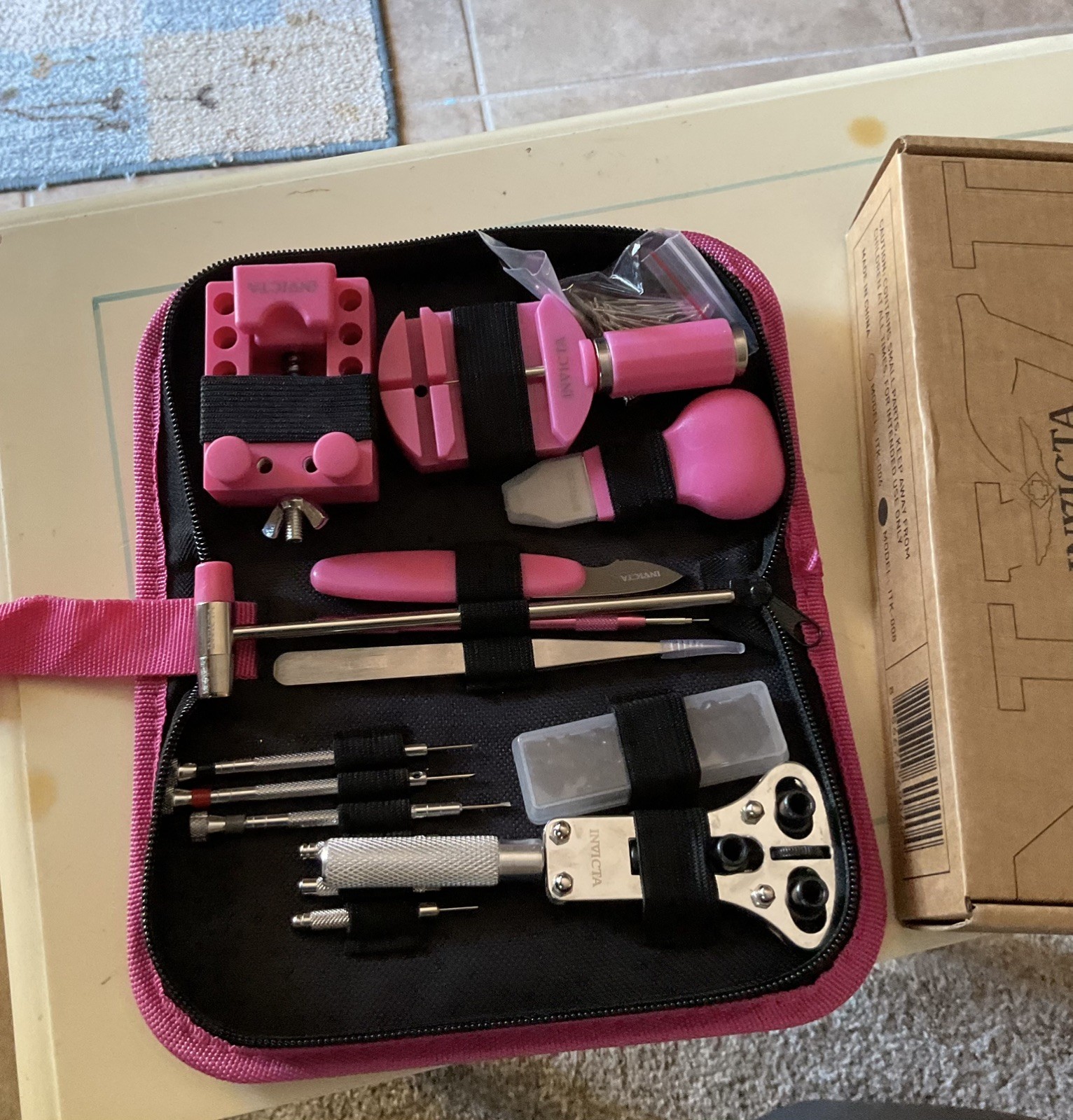 NEW In Box Invicta Travel Watch Repair Tool Kit Pink/White (ITK-008)#1036