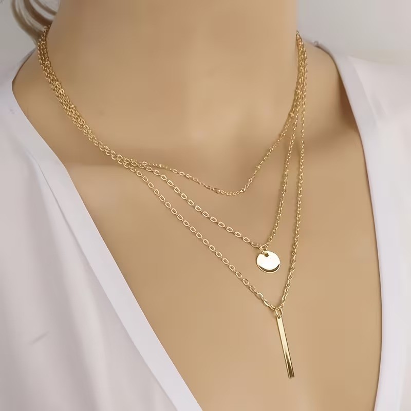 Simple Geometric Sequin Multilayer Luxury Necklace Women’s Necklace