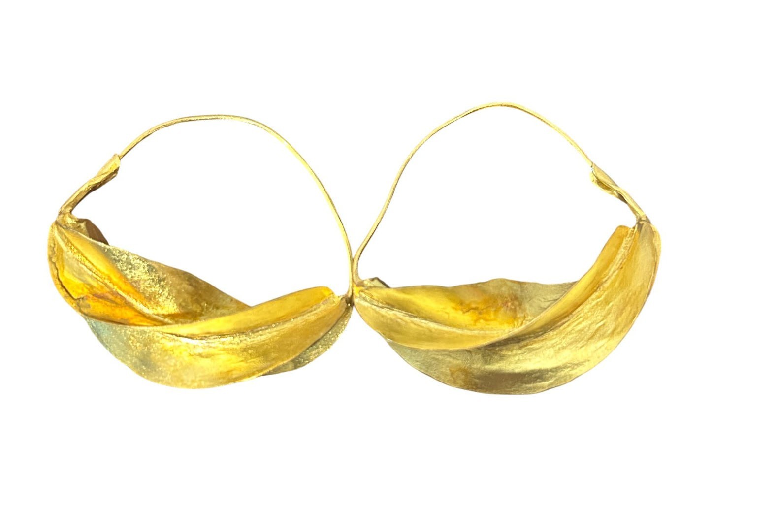 Artisan Golden Fulani Earrings Large– Traditional African Tribal Design
