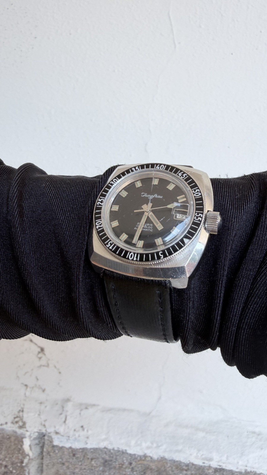 Jungfrau Sub 1968 Diver Automatic ETA 38mm Bakelite Bezel Steel Rare