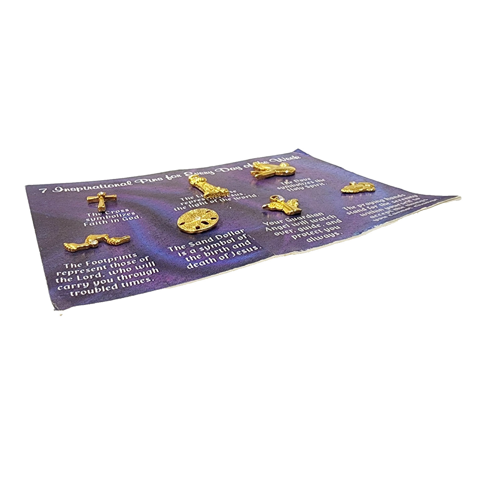 Seven Inspirational Pins, Gold in Color, Daily Religious Pins