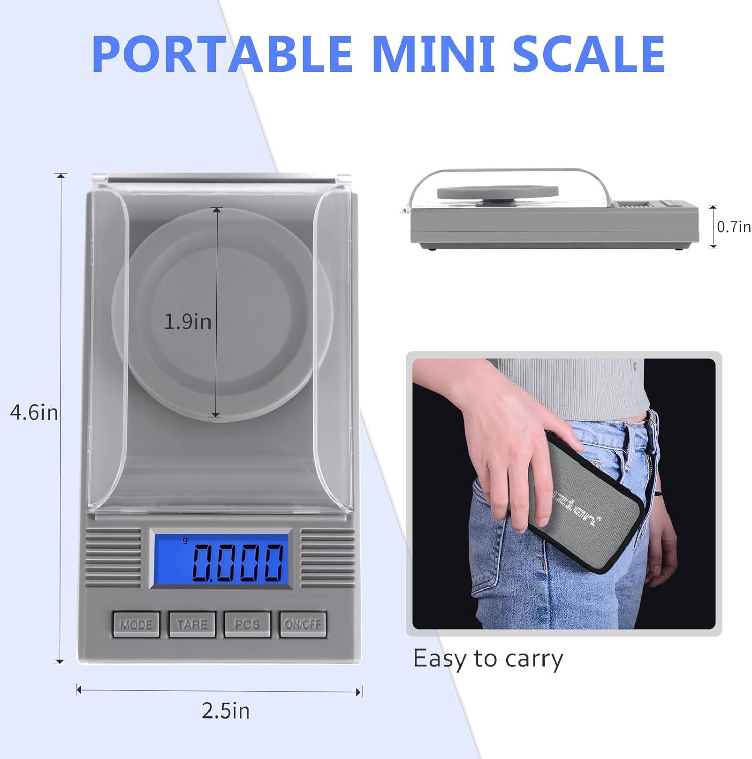 Fuzion Milligram Scale 50G/ 0.001G, Mg Scale, Jewelry Scale with LCD Backlit, Ta