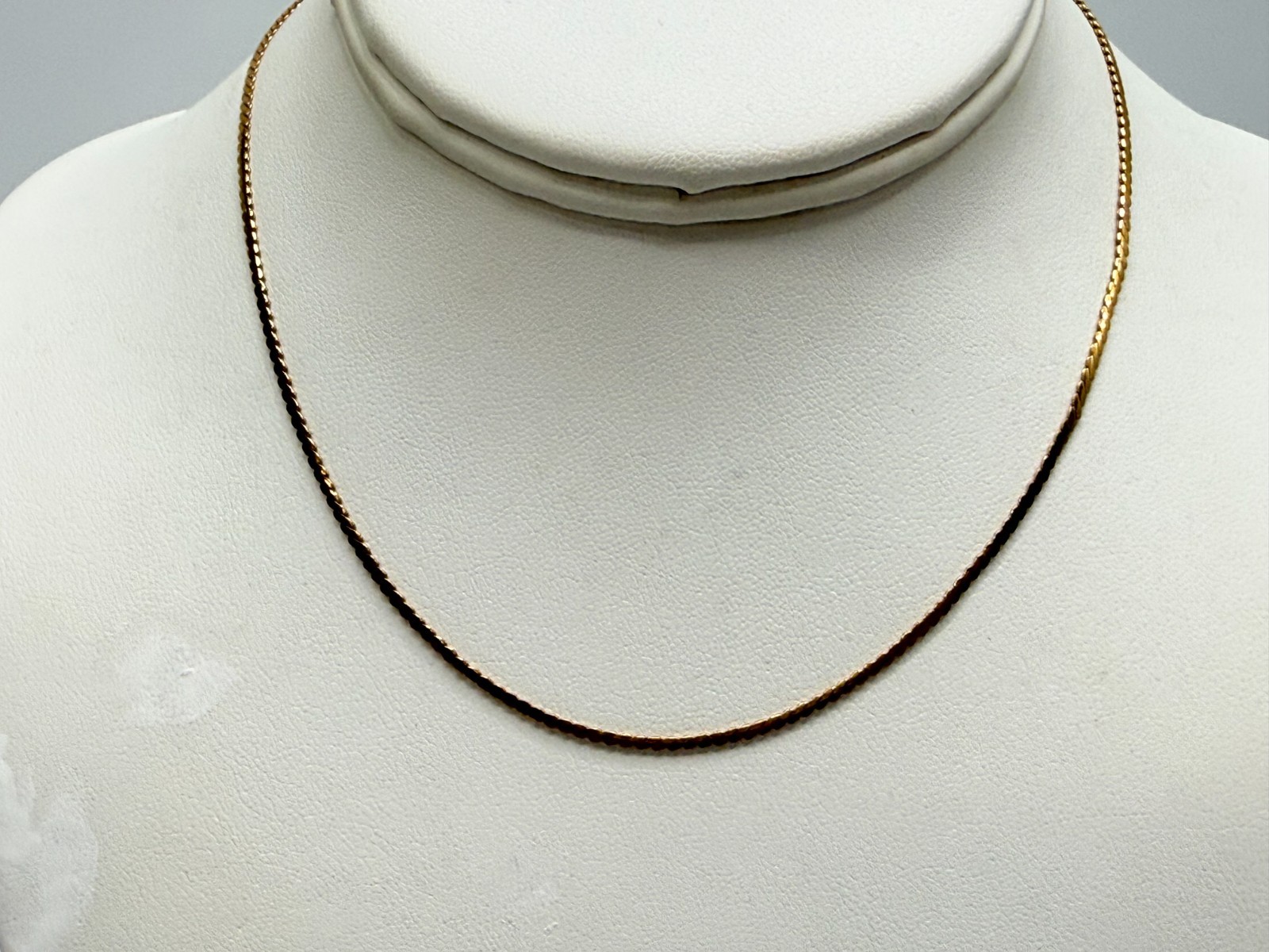 Vintage Signed Monet Necklace Dainty Herringbone Chain 15 inch Estate Jewelry