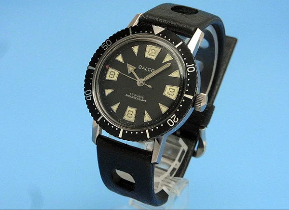 Galco Diver Bidirectional Rotating Bezel Manual 17 Jewels Black Dial 38mm Men’s