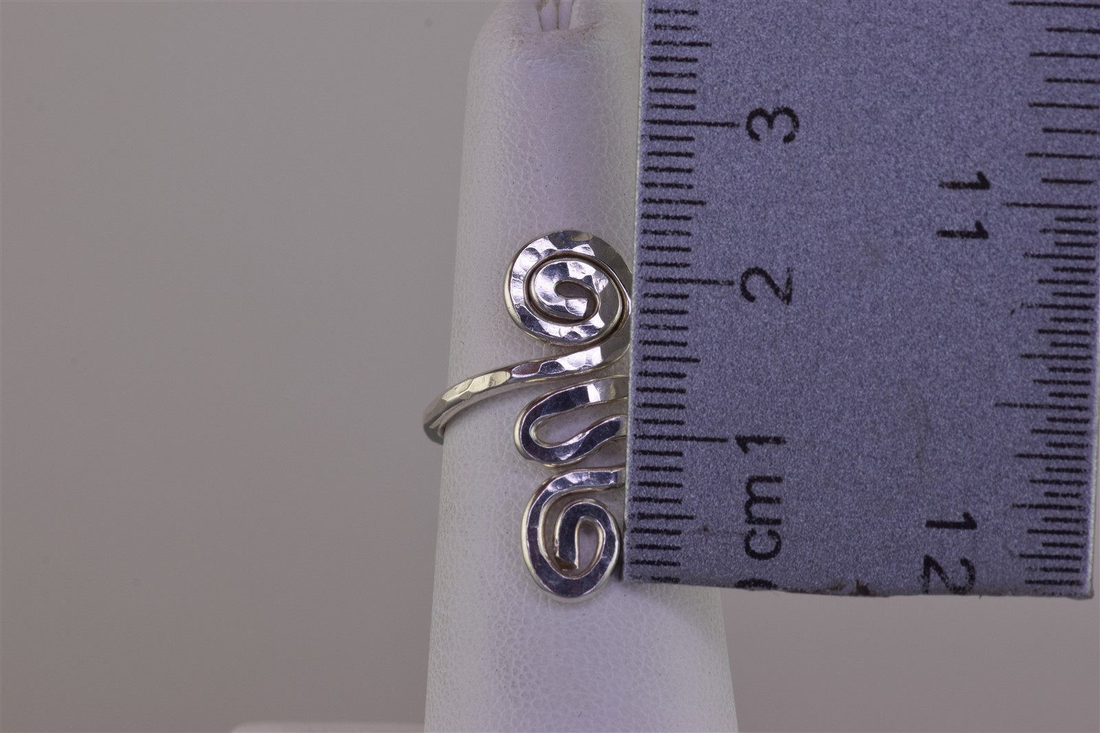 Sterling Silver 25mm Hammer Textured Swirly Spiral Wrap Band Ring 925 Sz: 6