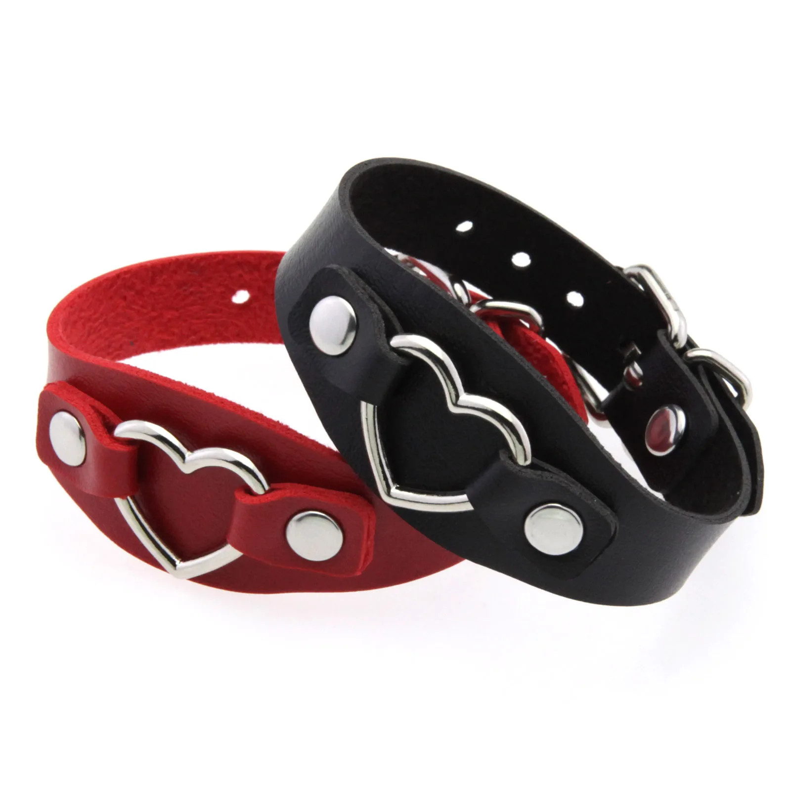Punk Gothic Style PU Leather Jewelry Heart Bracelet Lover Bangle Holiday Party
