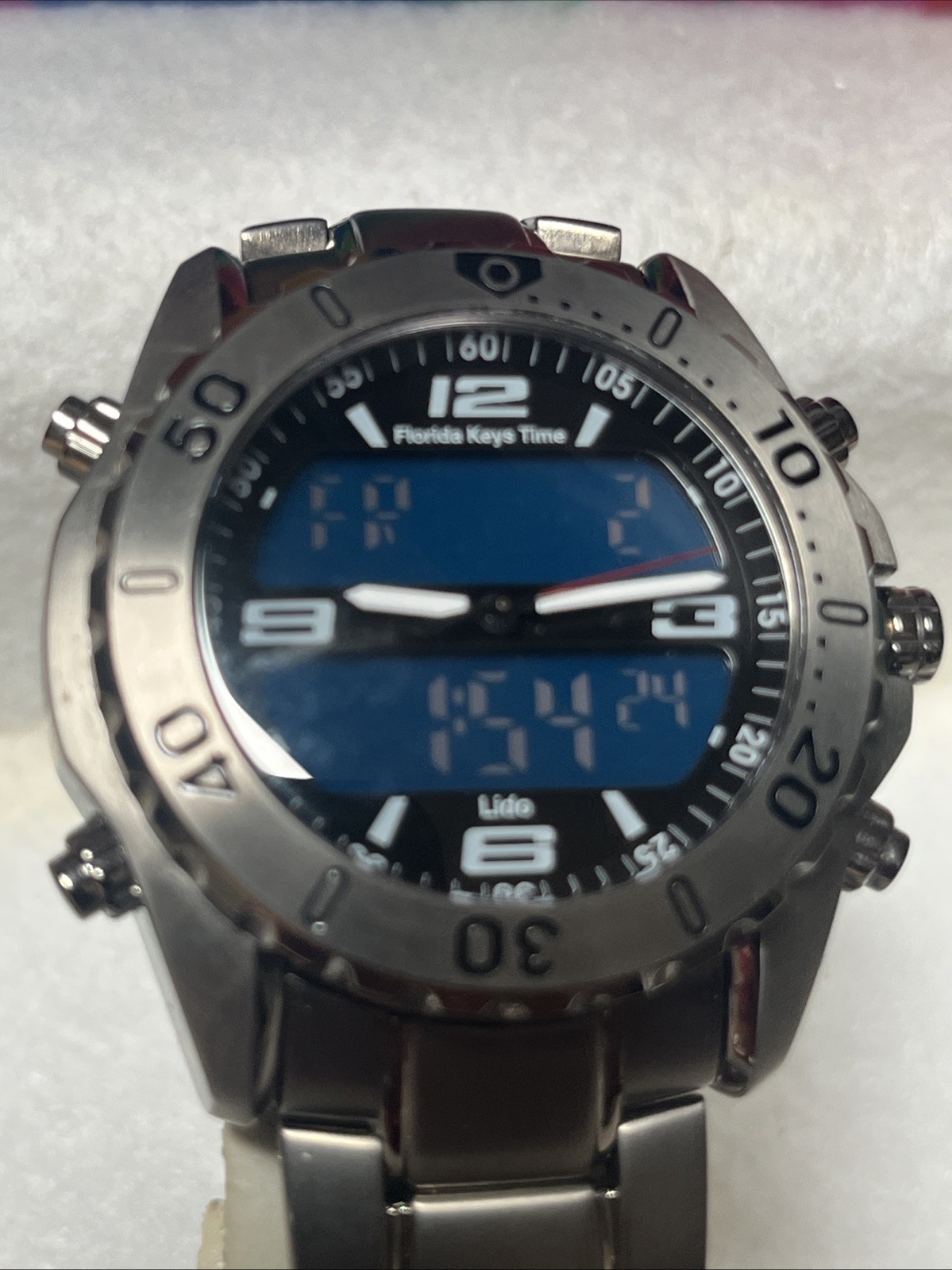 Men’s RARE LIDO Florida Keys Time Watch Digital/Analog Titanium Case & Bracelet