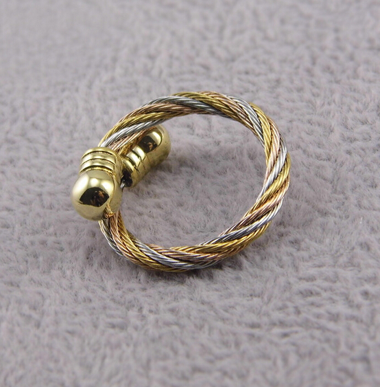 Silver/Gold/Rose Gold Stainless Twisted Cable Wire Bangle & Ring Jewelry Set