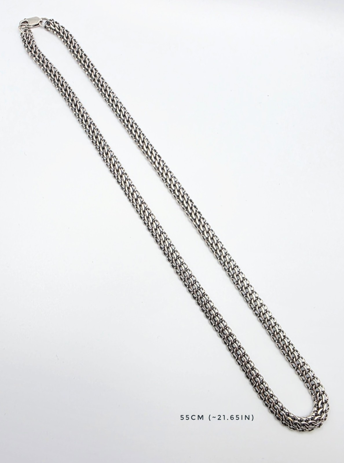 Men’s Solid Sterling Silver Python Weave Oxidized Handmade Chain Necklace 7.0mm